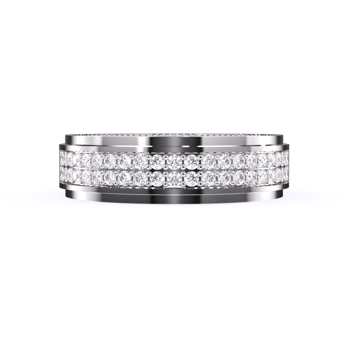 Elegant Two Row Round Diamond Wedding Band